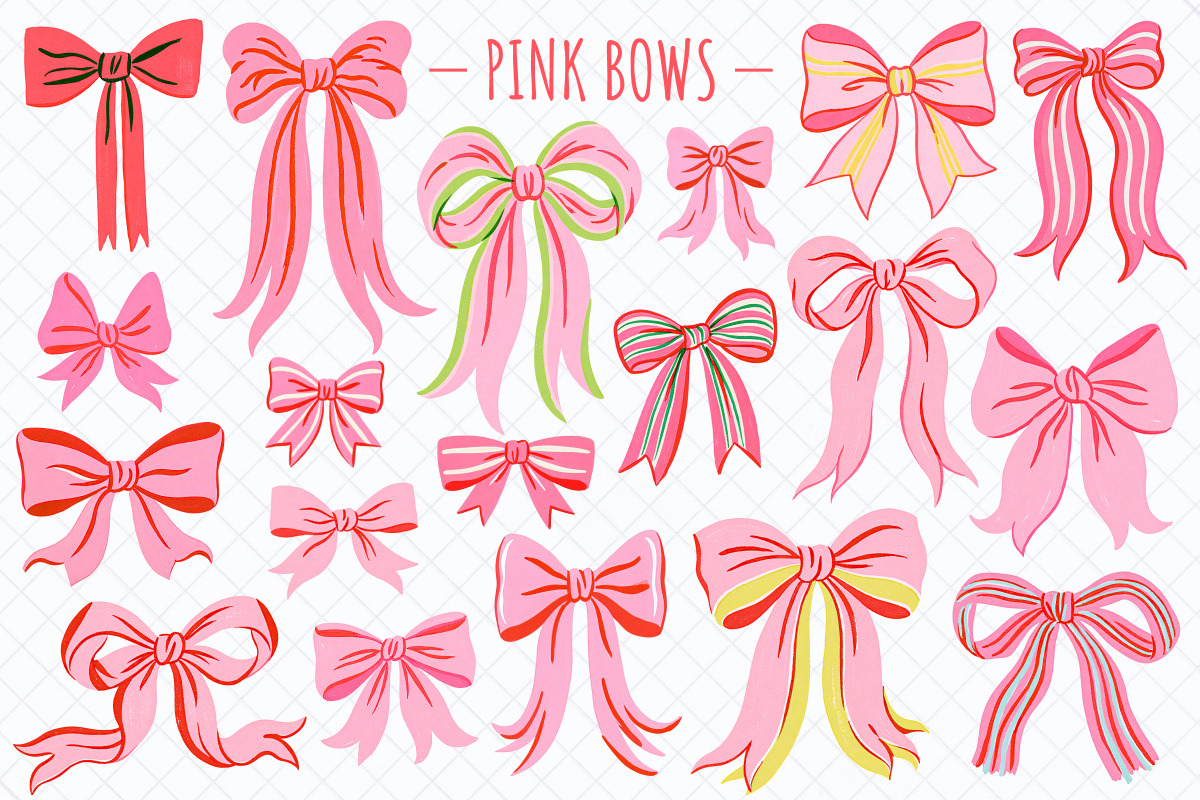 Coquette Bows Clipart – 55 PNG, a Decorative Illustration by Whimsy Brush Studio (Photo 2 of 7)