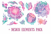 Magic FLowers 6 Vector Patterns, a Pattern Graphic by kisikoida (Thumbnail 3 of 3)