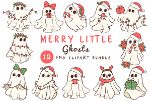 Christmas Ghost PNG Clipart Bundle, a Seasonal Illustration by LemonDesign