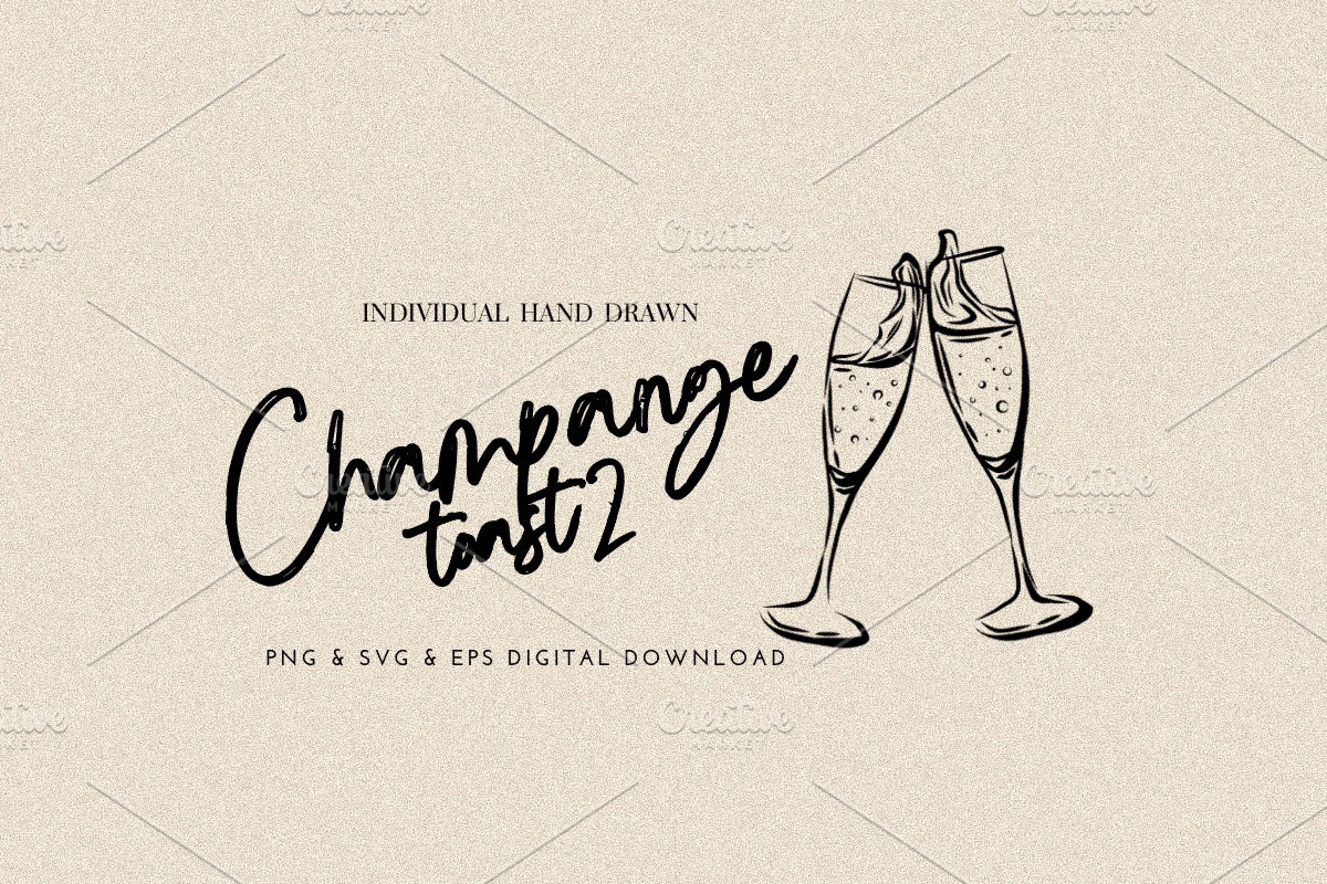 Champagne Toast Clinking Glasses, an Object Illustration by CraftingOnSunday (Photo 1 of 3)