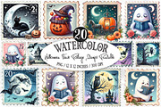 Halloween Faux Postage Stamps, an Illustration by Designking (Thumbnail 1 of 4)