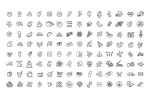 Food Vector Icons. Vegan Icons, an Outline Icon by Tettygreen