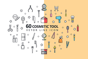 60 Line Icon Cosmetic Tools