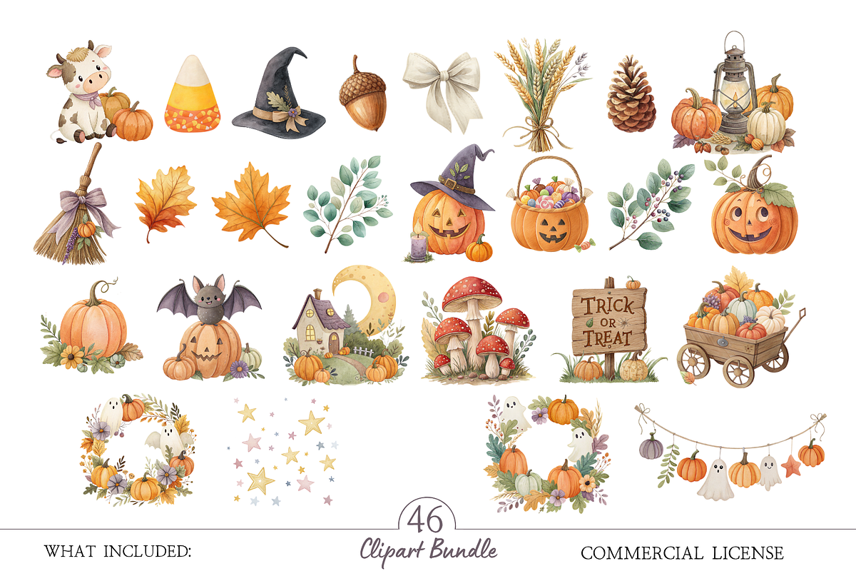 Spooky Cute Halloween Clipart PNG, an Object Illustration by MockupWizard (Photo 3 of 5)