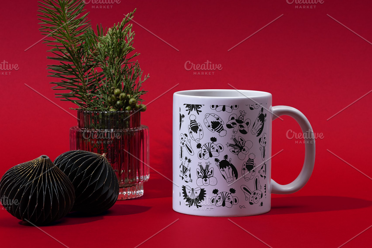 Christmas Pattern with Animals Masks, a Pattern Graphic by Art's and patterns (Photo 3 of 3)