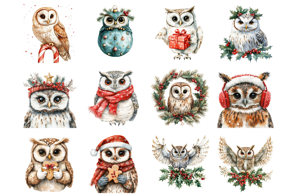 Christmas Owls, an Illustration by Design Market (Photo 2 of 4)