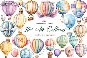 Pastel Hot Air Balloons Clipart, an Illustration by CreationArt