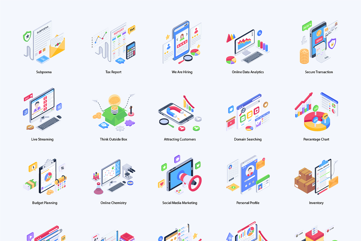 Isometric Landing Page Illustrations, a Work Illustration by Brickclay (Photo 9 of 9)