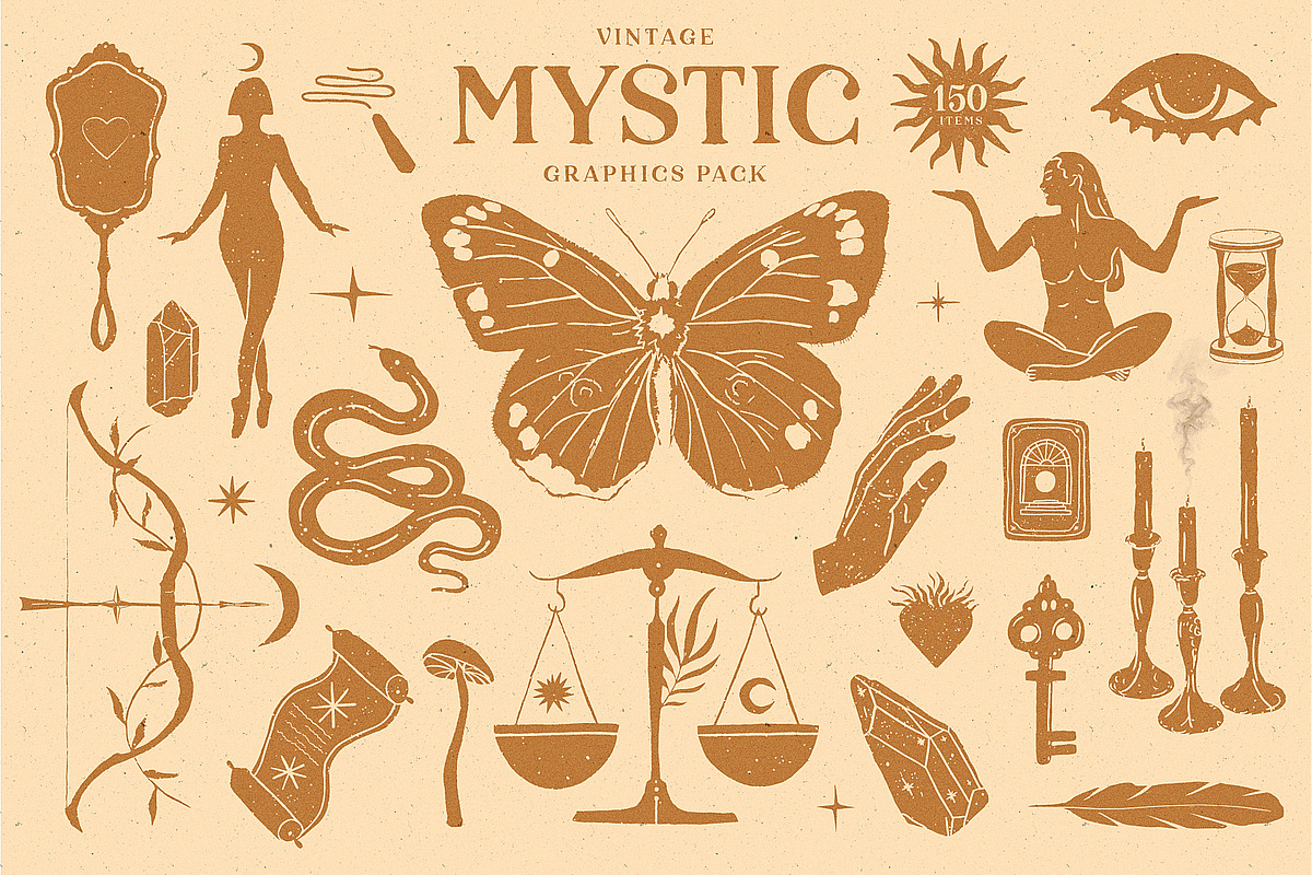 Retro Mystic Graphics Pack, an Object Graphic by Ayya Studio (Photo 1 of 16)