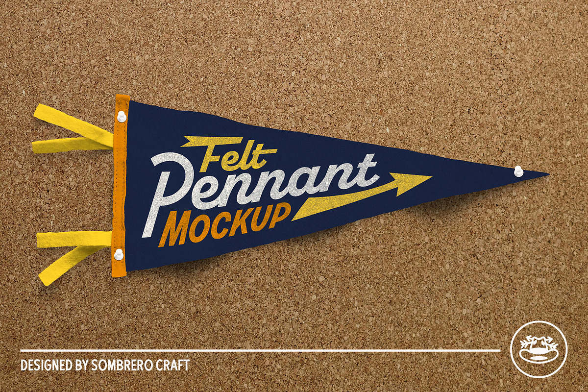 Felt Pennant Smart PSD Mockup, a Merchandise Mockup by Sombrero Craft (Photo 1 of 4)