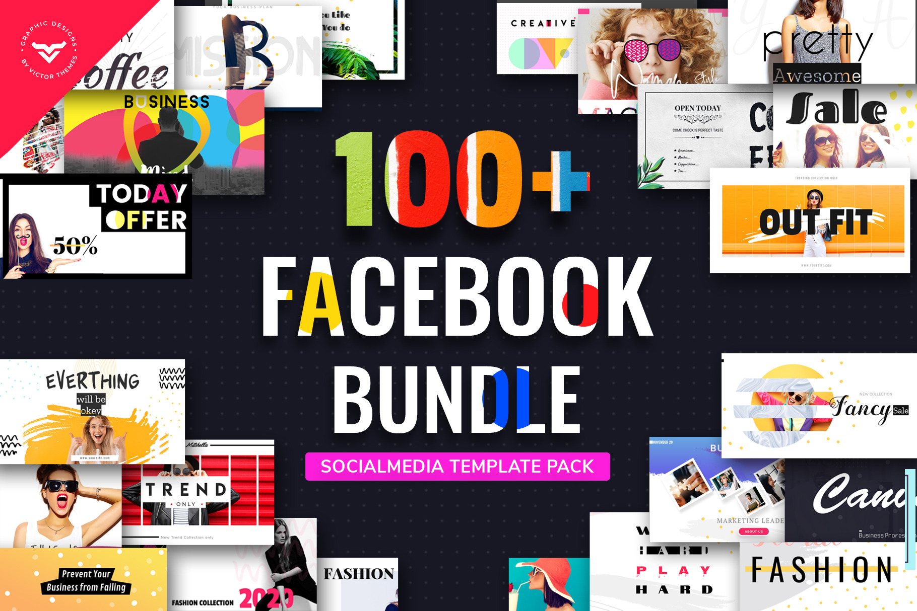 Facebook Post Template Bundle 2, a Social Media Template by VictorThemes