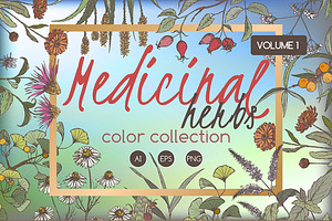Medicinal herbs color set Vol.1