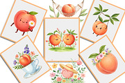 Watercolor Cute Peaches Garden Fruit, an Illustration by Creative Art (Thumbnail 9 of 10)