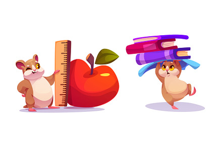 Cute hamster characters set isolated, an Education Illustration by art PVP - market
