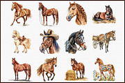 Horse Clipart, Country Horses Set, an Illustration by Sublimation Artist (Thumbnail 3 of 6)