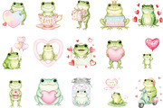 Watercolor Cute Frog Valentines Clip, an Illustration by Designking (Thumbnail 3 of 5)
