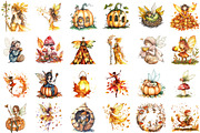 Watercolor Fall Forest Fairy Clipart, an Illustration by Sublimation Artist (Thumbnail 2 of 6)