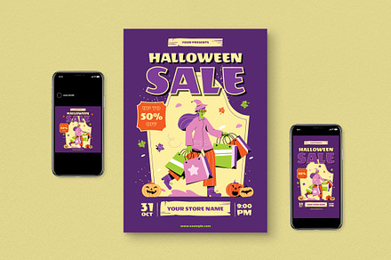 Halloween Sale Flyer Set, a Flyer Template by graphicook
