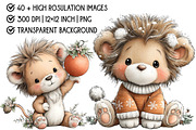 Whimsical Christmas Lion Clipart, an Illustration by Pixels.Craft (Thumbnail 3 of 6)