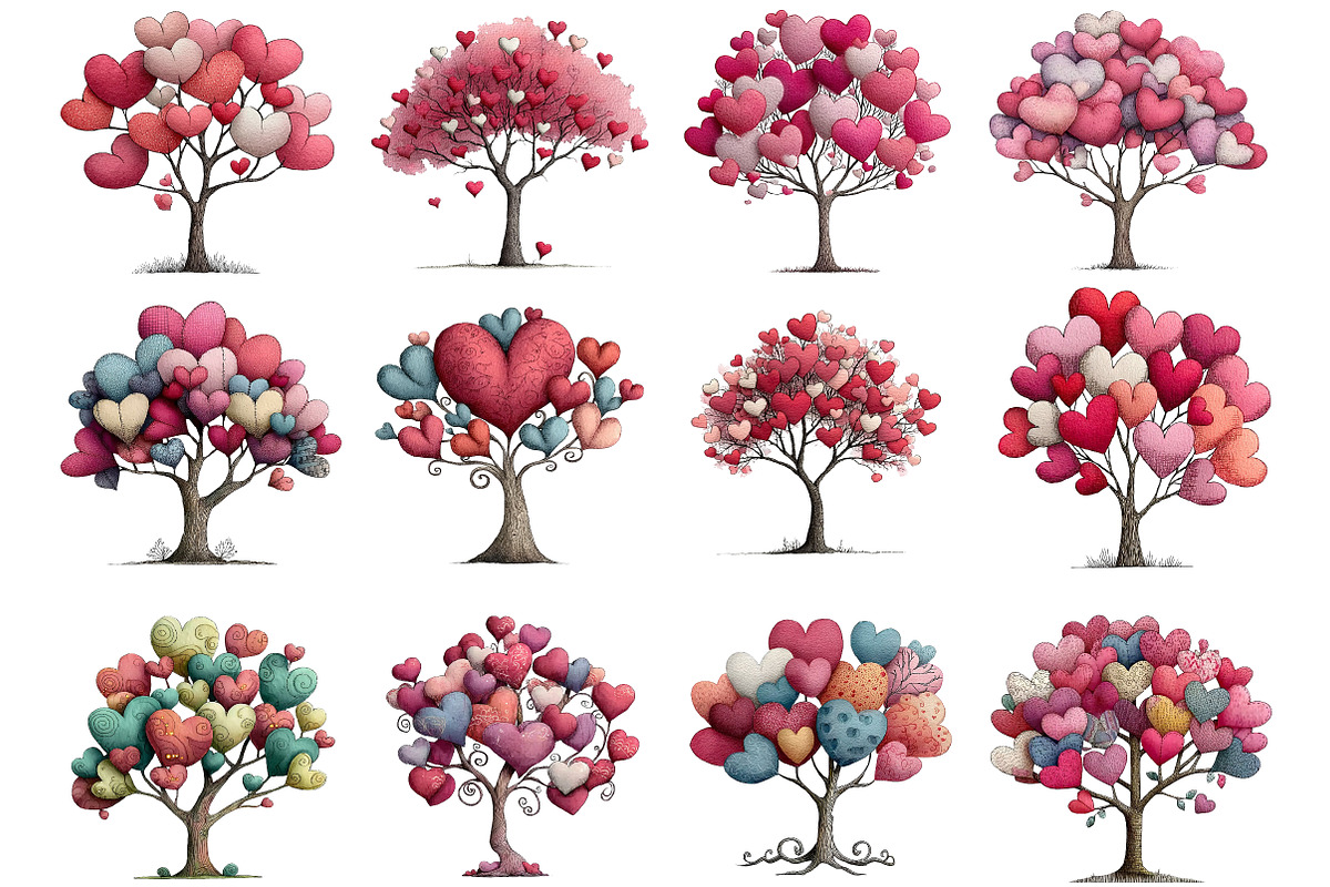 Quirky Valentine Day Tree Clipart, an Illustration by DreamArtGraphic (Photo 4 of 4)