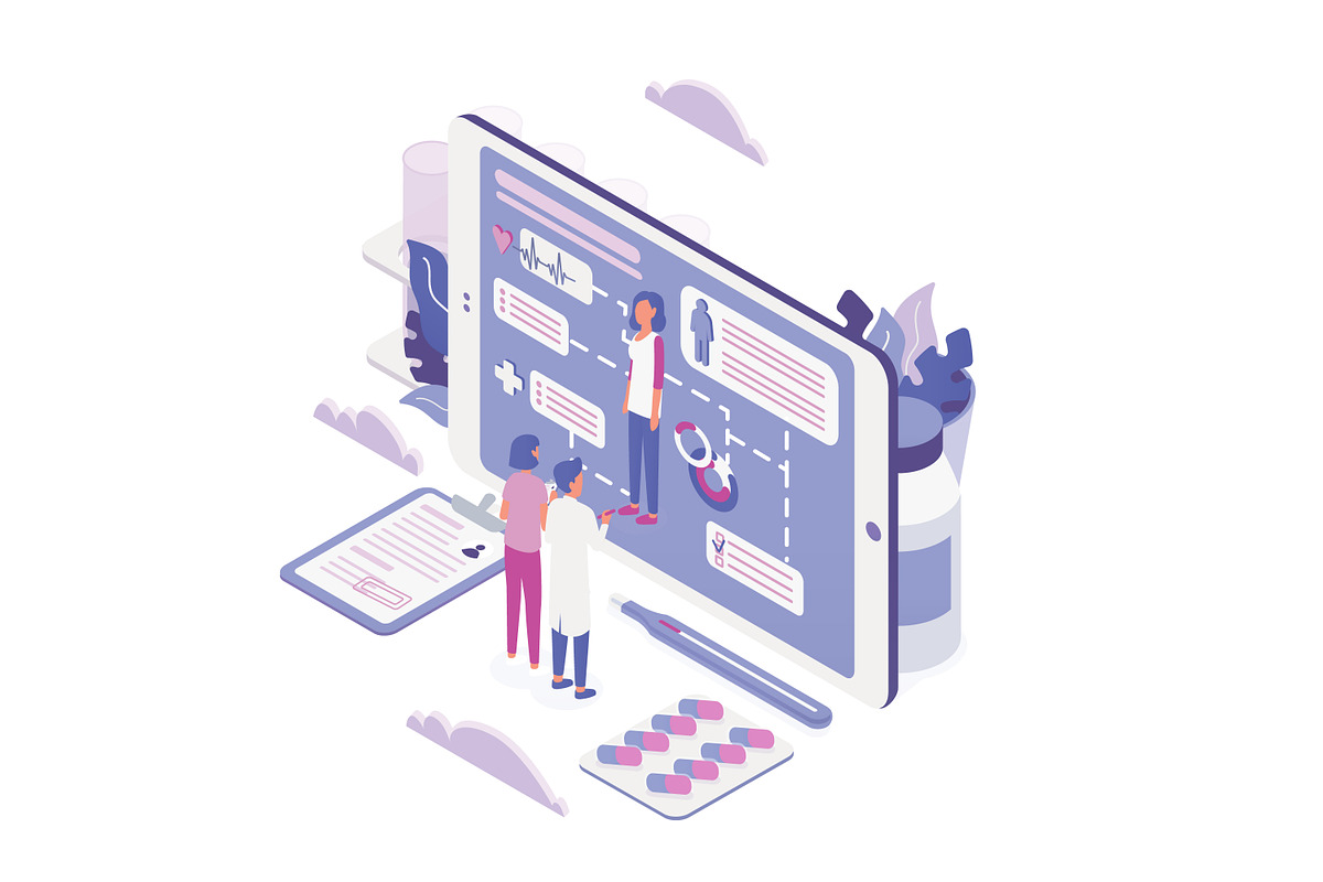 Online doctor concept banner, a Healthcare Illustration by Good Studio (Photo 2 of 4)