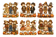 Trio Scarecrow PNG Clipart Bundle, a Seasonal Illustration by Nicolle's Colorful Art (Thumbnail 4 of 8)