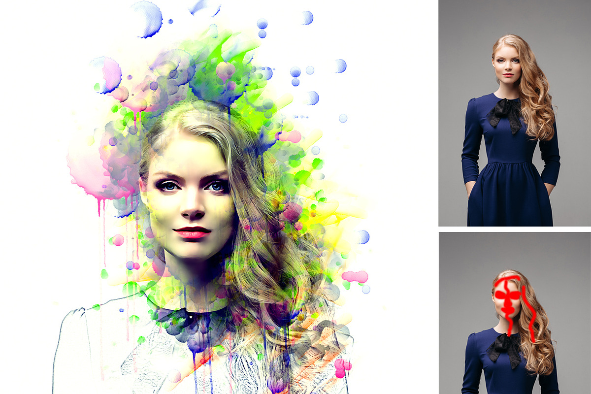 Portrait Watercolor Photoshop Action, an Action Add-On by MRI STUDIO (Photo 2 of 13)