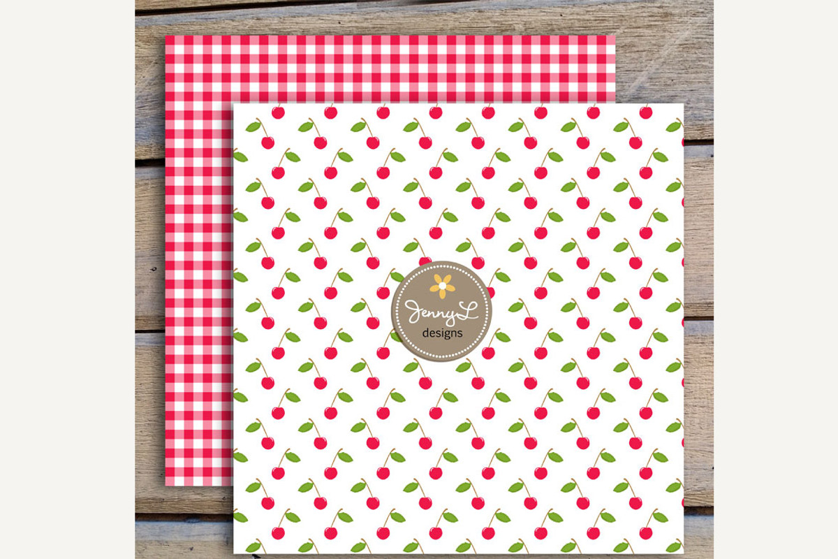 Cherry Digital Paper, a Pattern Graphic by JennyL Designs (Photo 3 of 4)