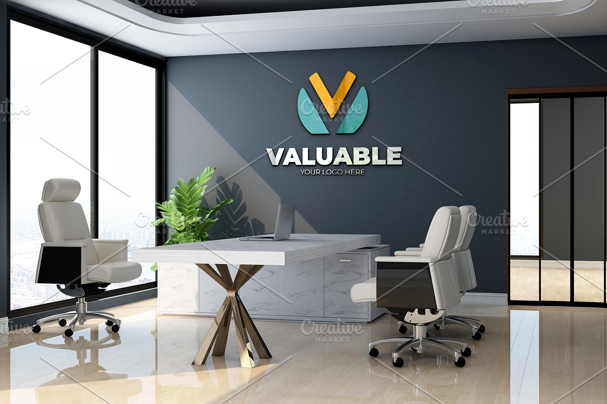 PSD Modern Office Wall Logo Mockup, an Advertising Mockup by Ayy (Photo 10 of 15)