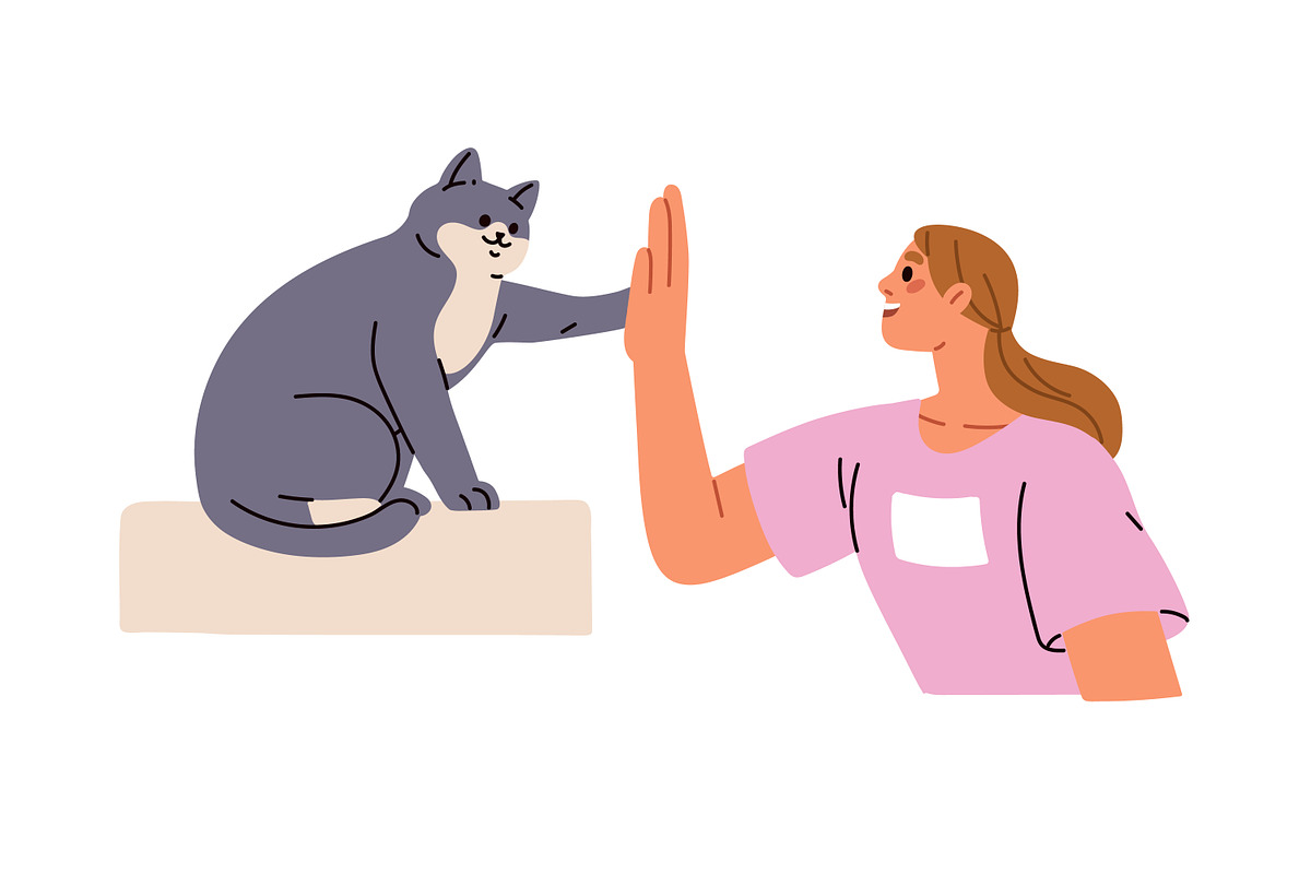 People giving high five to pets set, a Person Illustration by Good Studio (Photo 4 of 10)