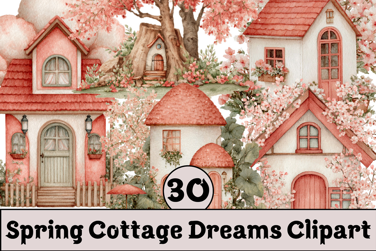 Spring Cottage Dreams Clipart, an Illustration by Design Market (Photo 1 of 3)