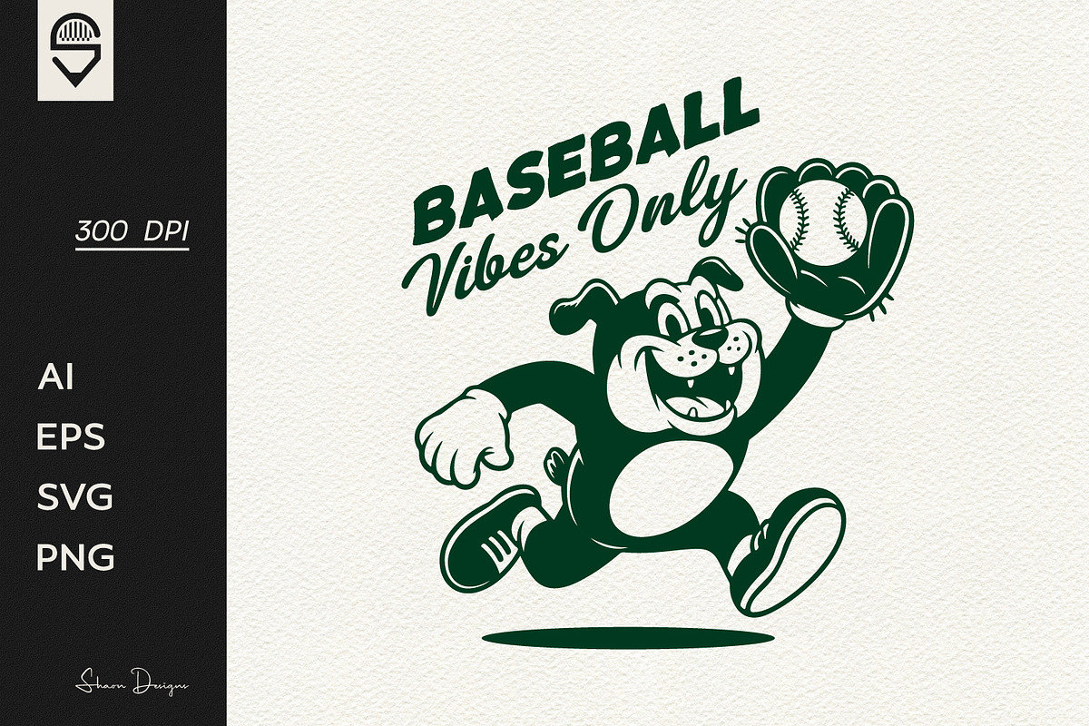 Funny Dog Mascot — Catching Baseball, a Sport Illustration by shaondesigns (Photo 1 of 4)