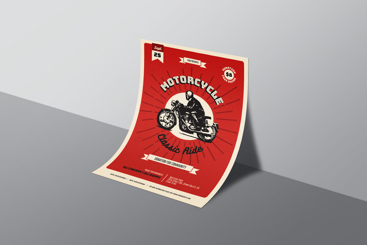 Motorcycle Classic Ride, a Flyer Template by Me55enjah Design
