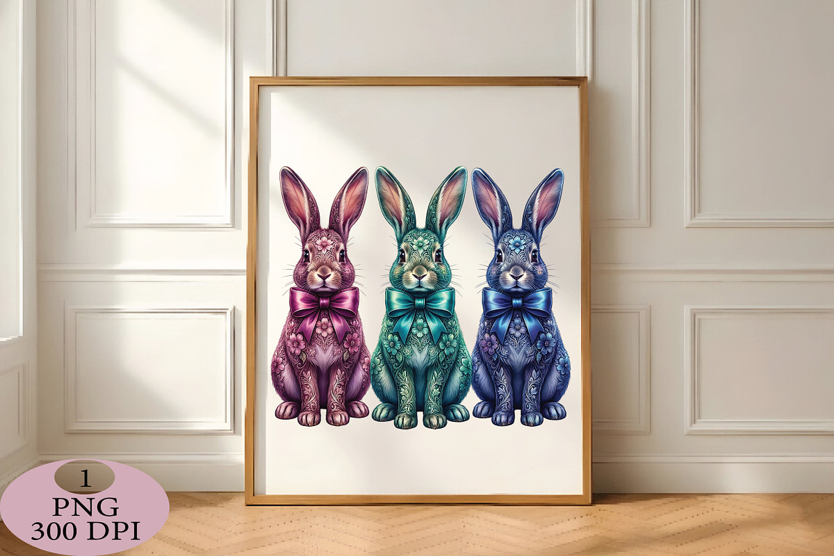 Elegant Floral Easter Bunnies PNG, an Illustration by Daily.Designs (Photo 5 of 5)