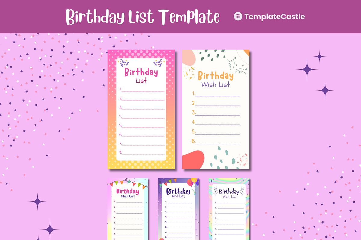 Happy Birthday List Templates, a Templates & Theme by TemplateCastleStore (Photo 1 of 9)
