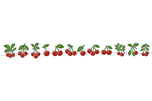 Cherry seamless border with red, a Food Illustration by GraphiShop