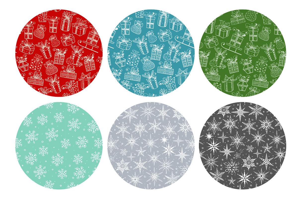 Winter holidays seamless patterns, a Pattern Graphic by Elina_Li (Photo 2 of 6)