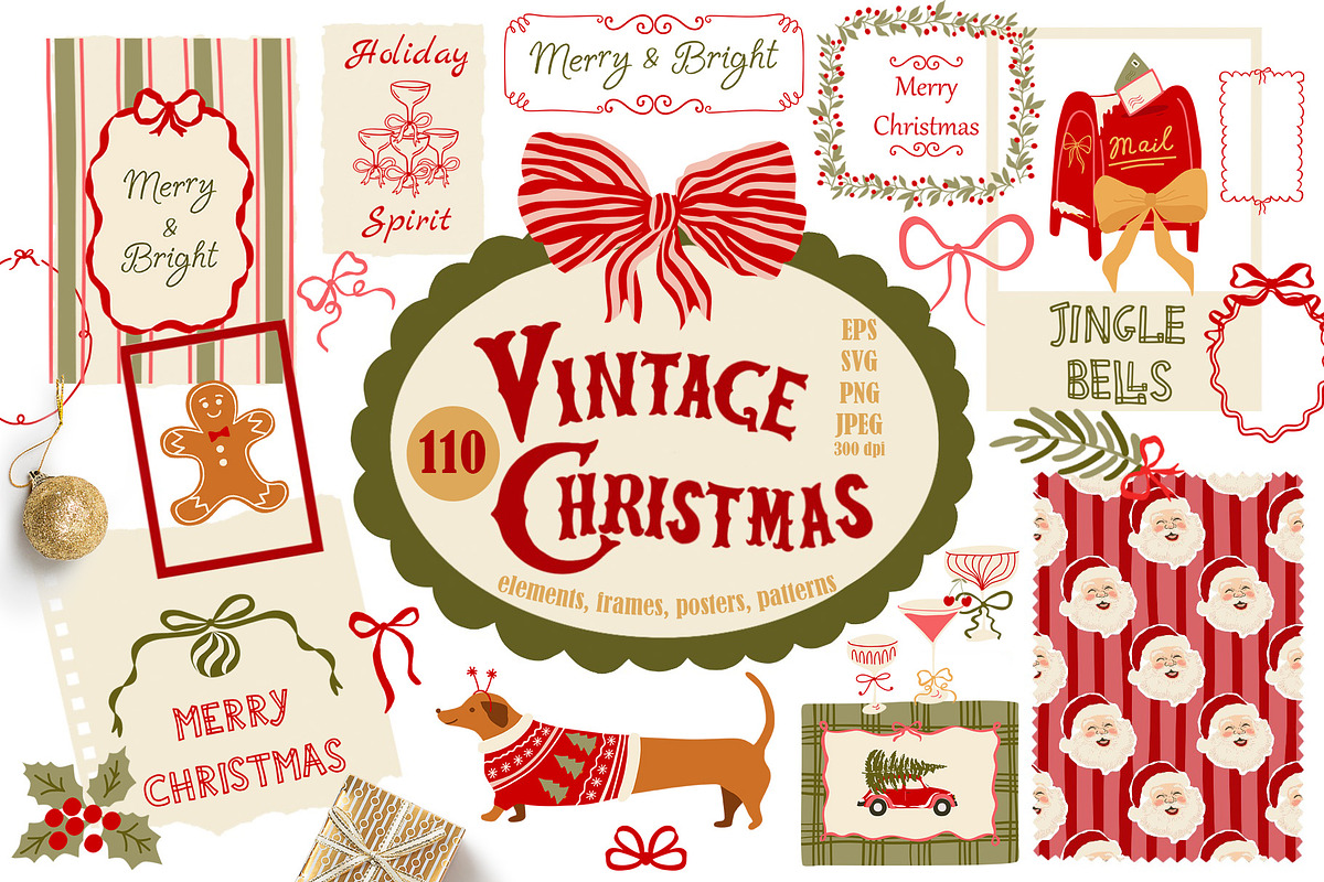 Vintage Christmas clipart & posters, an Object Graphic by Tani Kuzminka (Photo 1 of 13)