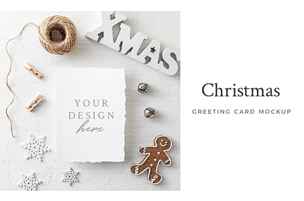 Christmas Greeting Card Mockup, a Print Template by Lena Zakharova