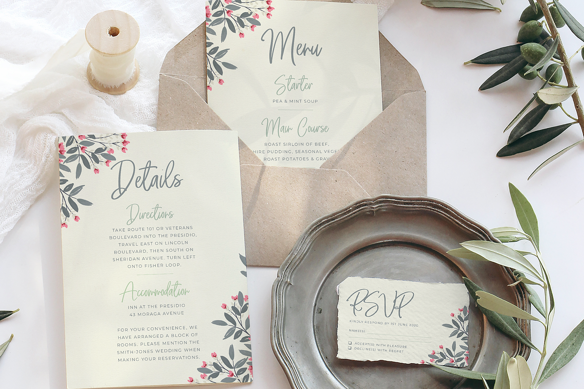 Grey & Pink Wedding Stationery Suite, an Invitation Template by R Whitehurst Design (Photo 2 of 7)