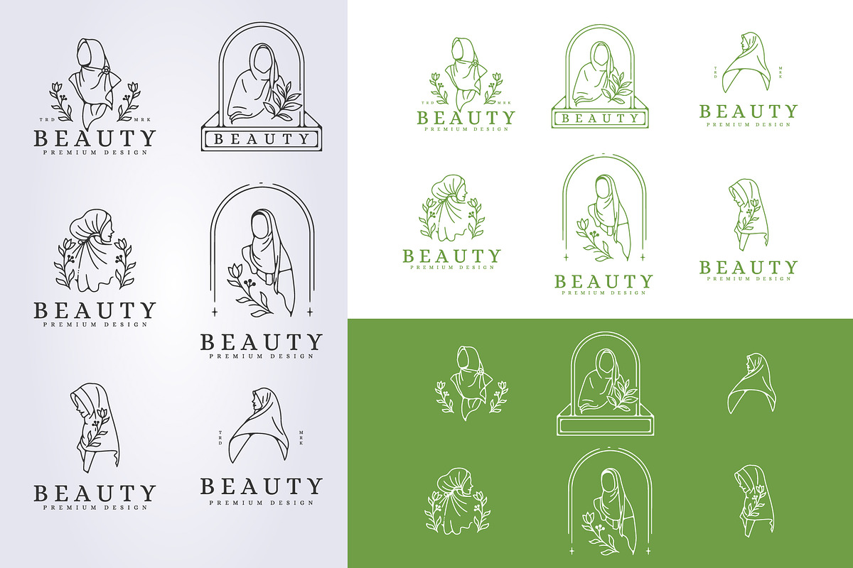 set of hijab logo vector line art, a Branding & Logo Template by Lodzrov