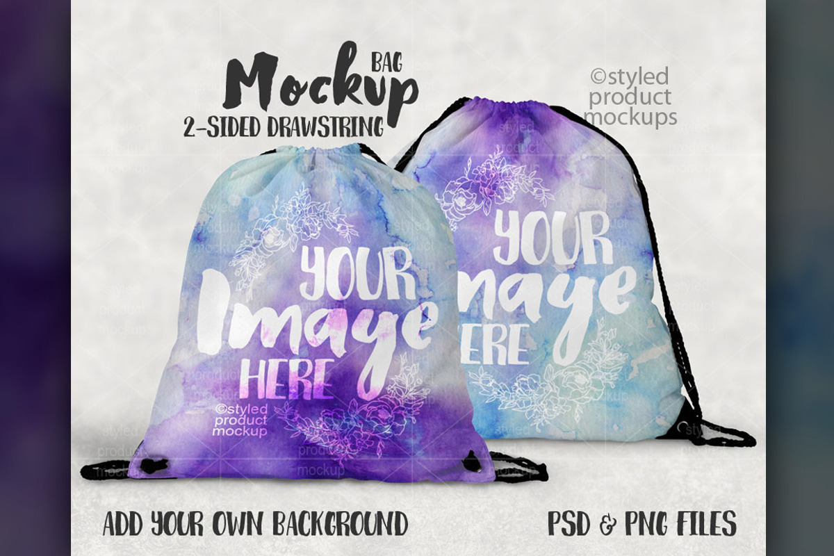 Two Sided Drawstring Bag Mockup, a Product Mockup by StyledProductMockups