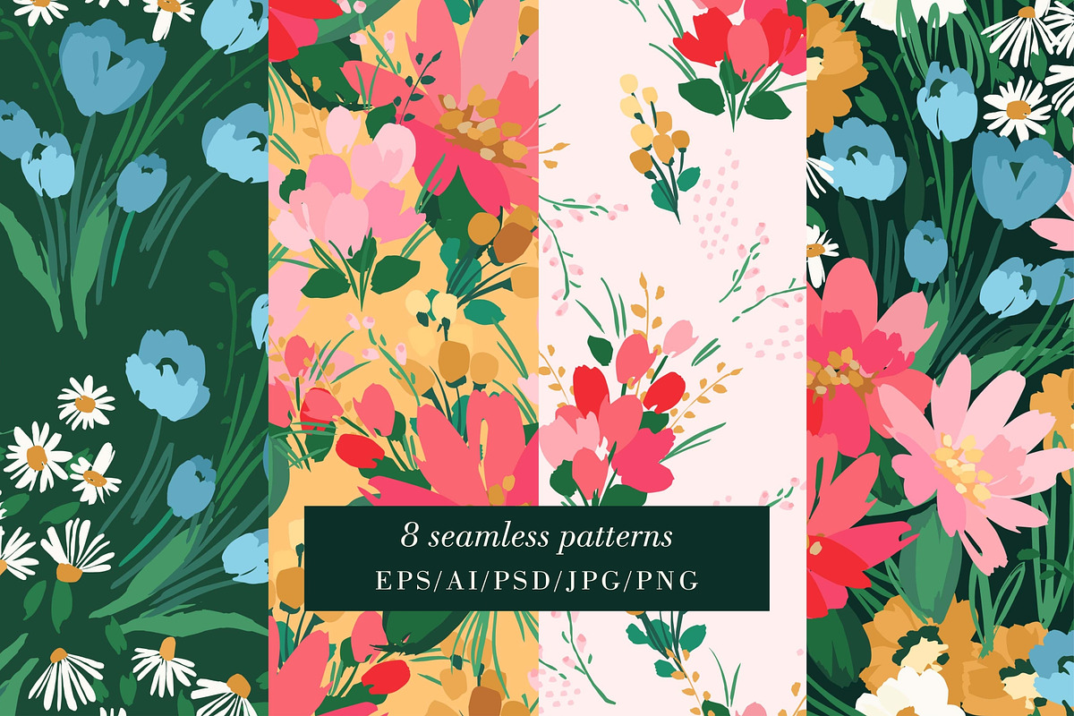 Floral Patterns & Borders, a Pattern Graphic by Nadia Grapes (Photo 3 of 8)