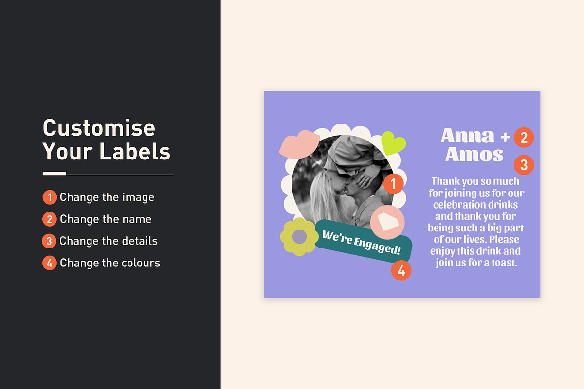 Anna + Amos Bottle Label Template, a Stationery Template by Mountain Folk Creative (Photo 2 of 5)