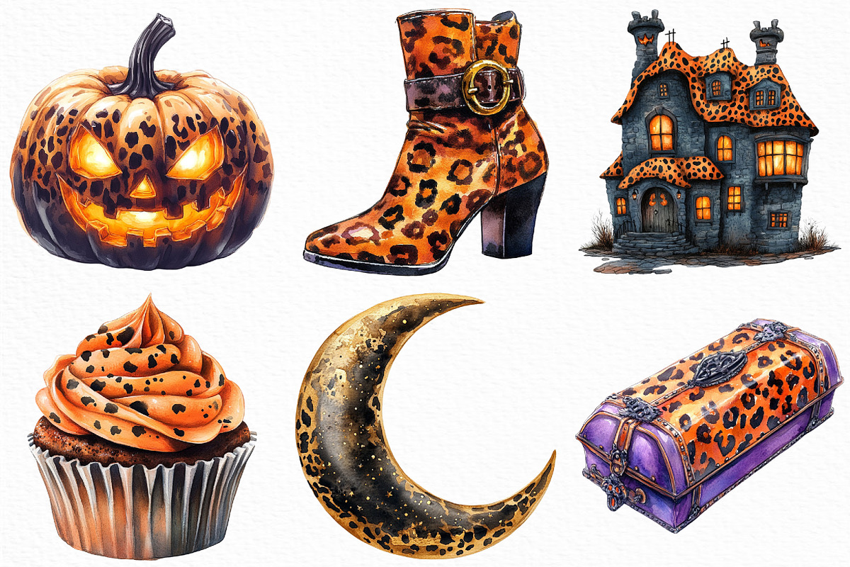 Watercolor Leopard Print Halloween, an Illustration by Craft Nest (Photo 4 of 6)