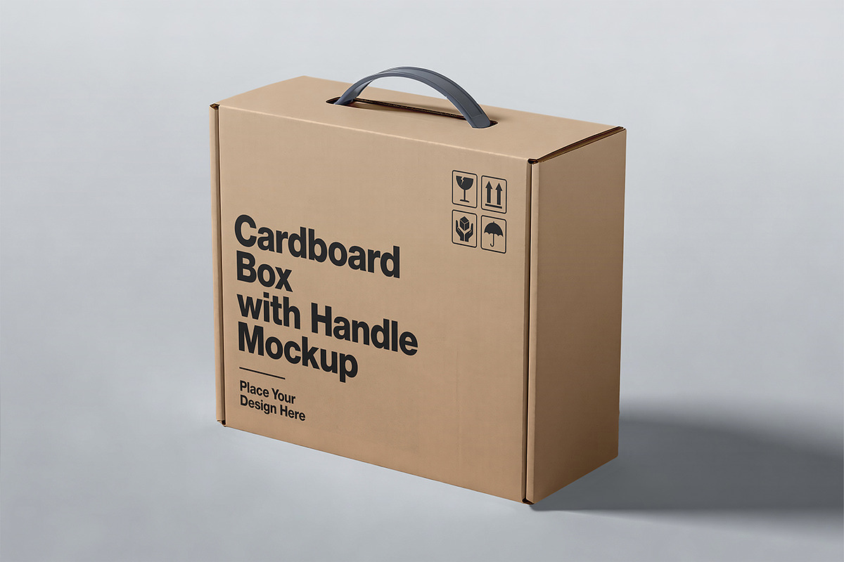 Cardboard Box with Handle Mockup, a Cups & Container Mockup by Pitchlook.Studio (Photo 3 of 4)