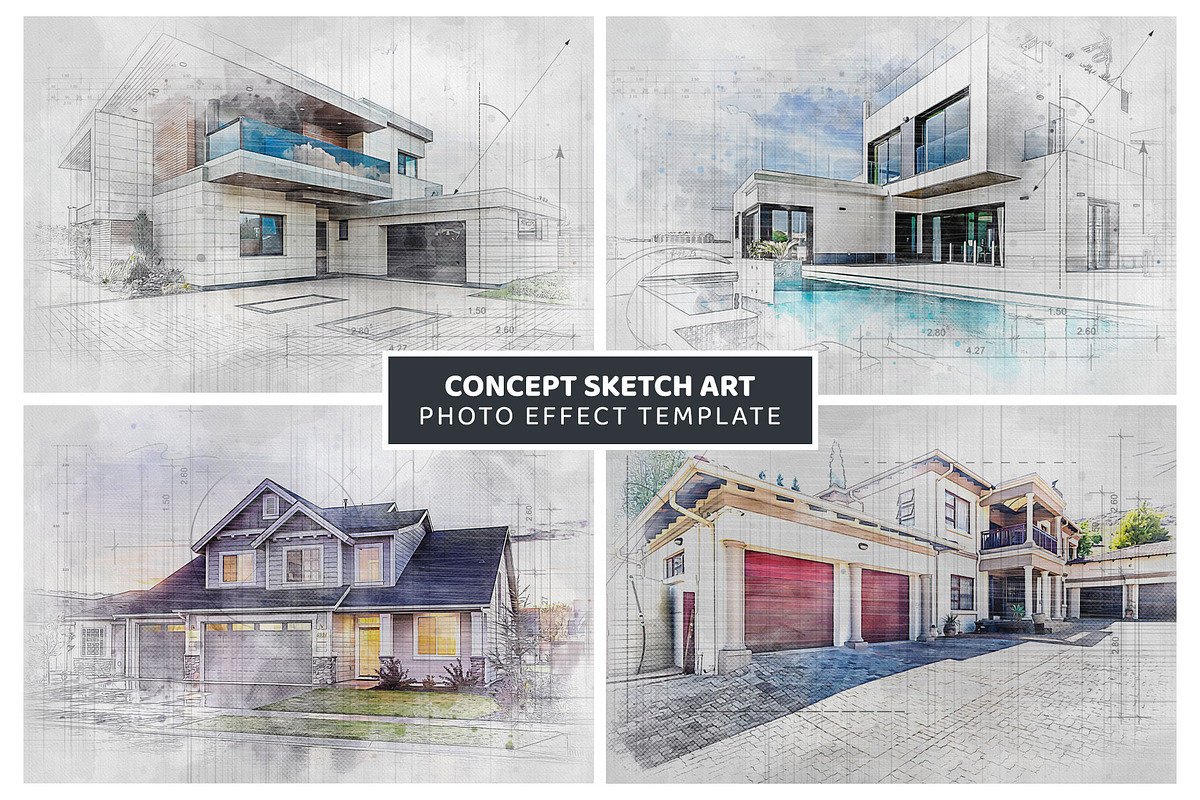 House Concept Sketch Art Effect, an Action Add-On by MRI STUDIO (Photo 1 of 29)