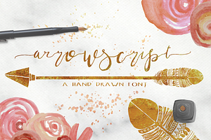 ArrowScript Font & Watercolor Bonus