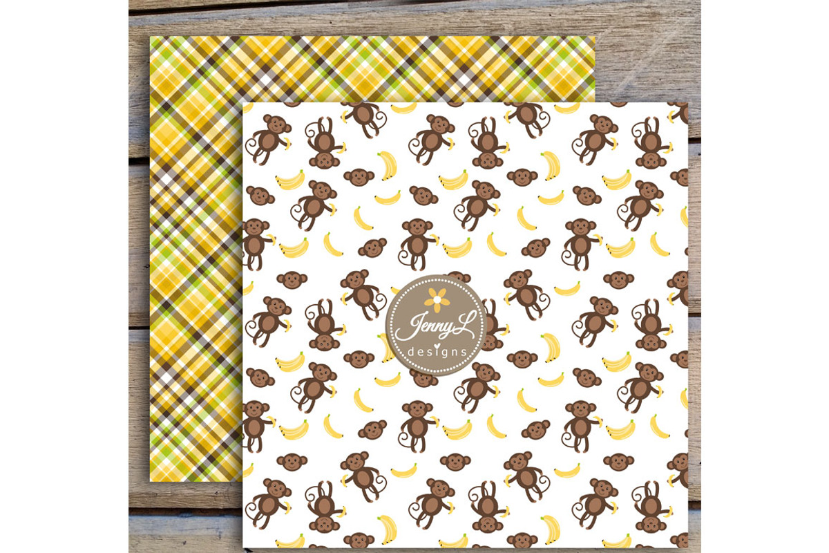 Monkey Digital Papers & Clipart, a Pattern Graphic by JennyL Designs (Photo 3 of 5)