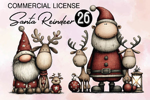Santa Reindeer Christmas Clipart, an Animal Illustration by SVGArt